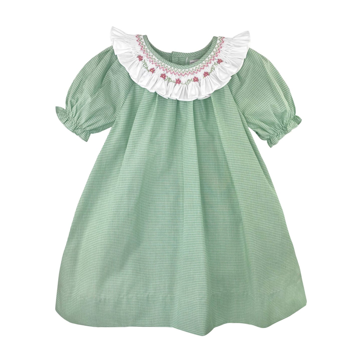 Dress with Smocked and Embroidered Collar