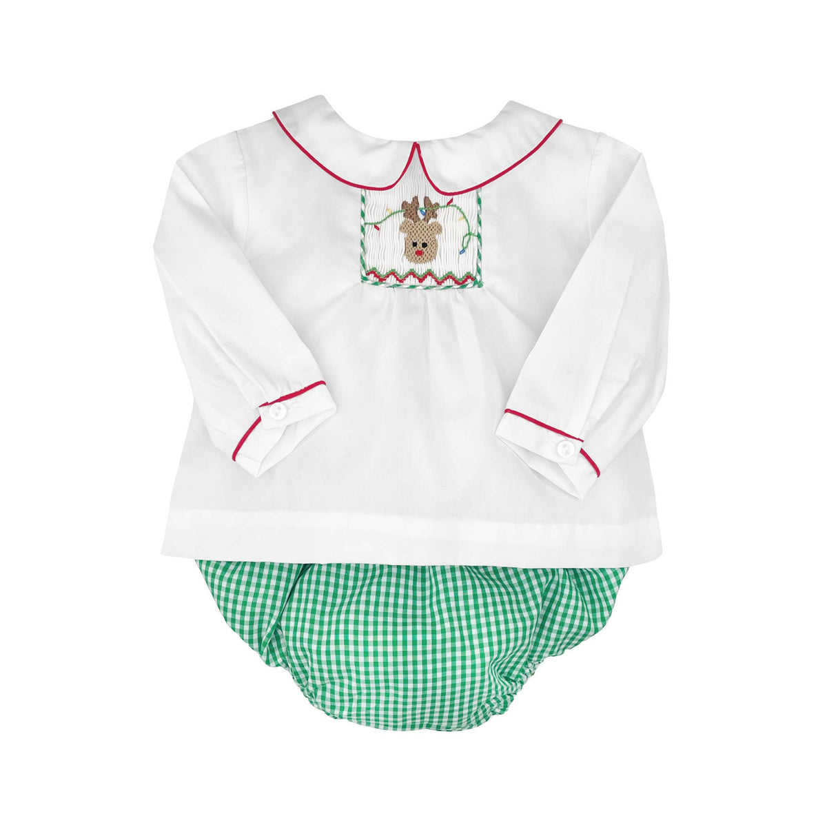 Diaper Set with Picture Smocked Reindeer