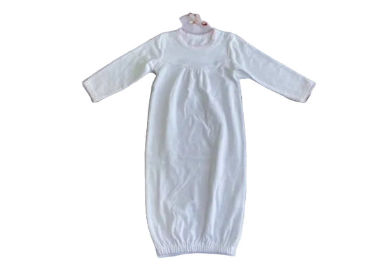 Picot Trim / Yoke Front LS Day Gown Baby Gift, Monogram