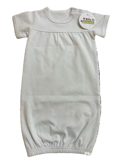 Picot Trim / Yoke Front SS Day Gown Baby Gift, Embroidery