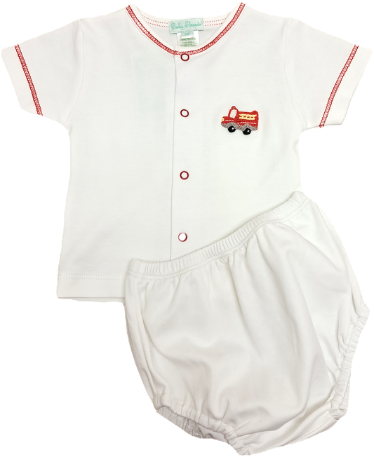 Baby Boy's "Firetruck" Pima Cotton Diaper Set