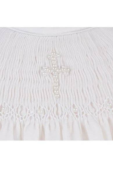 Baby Girls Wht Hand Smocked Christening Baptism Dress w Hat