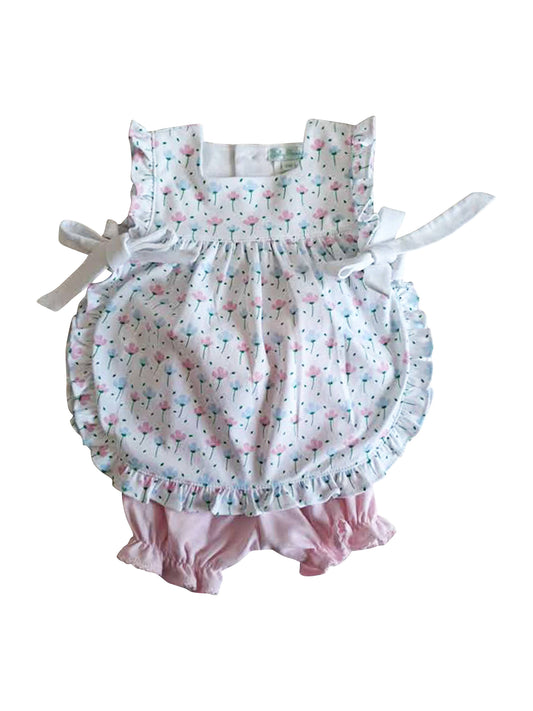 Hand smocked Spring flowers popover Pima Cotton