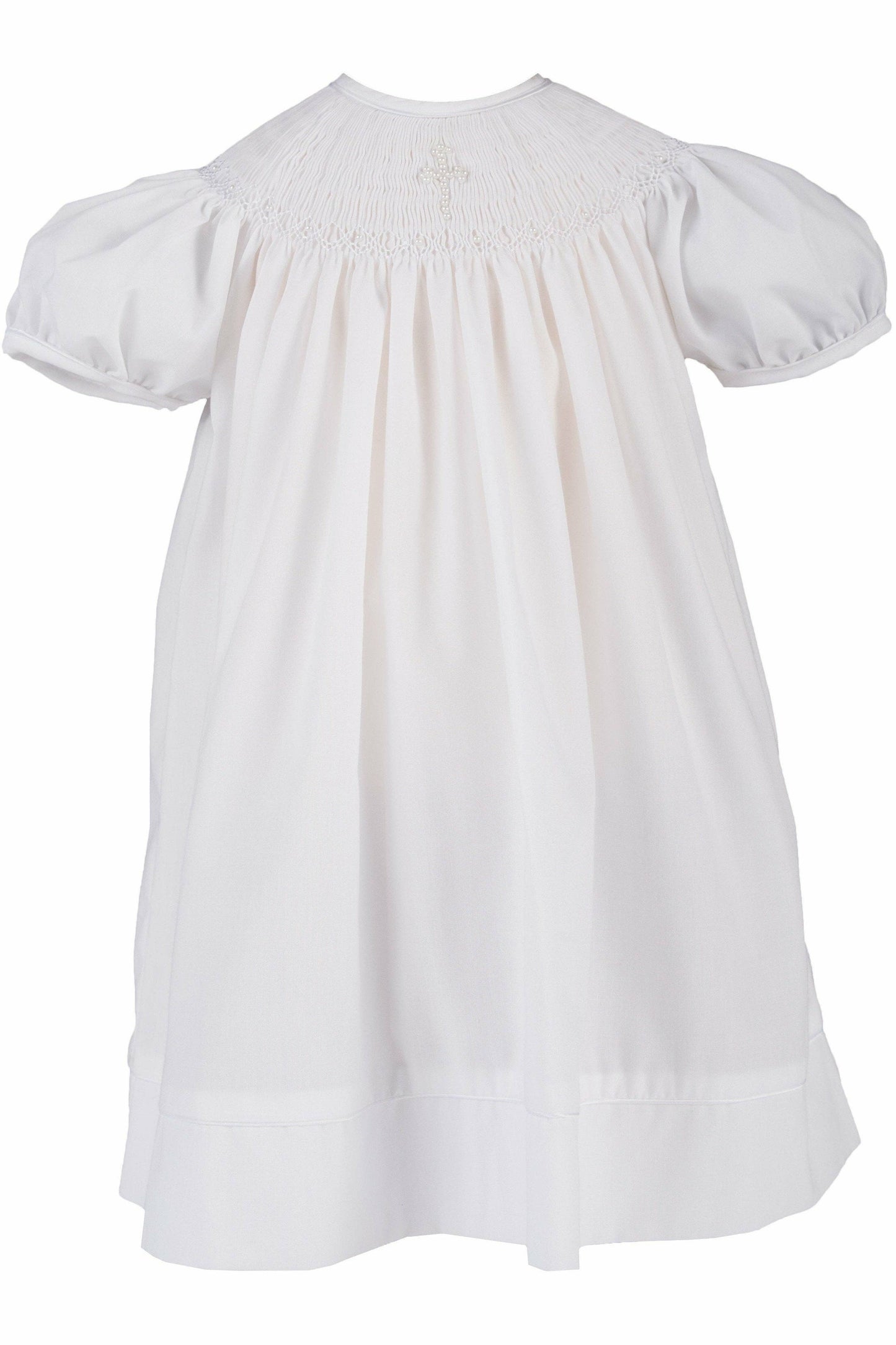Baby Girls Wht Hand Smocked Christening Baptism Dress w Hat