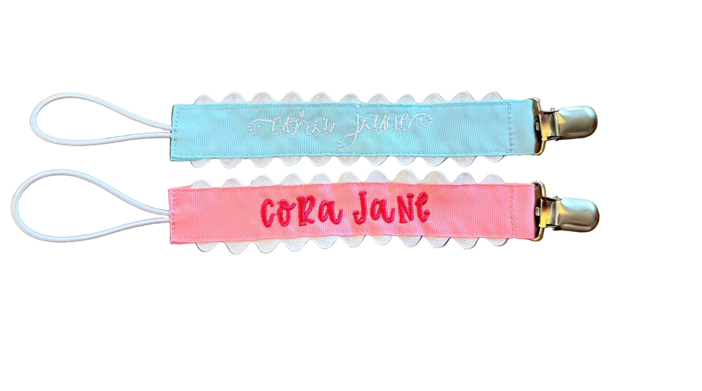 Pacifier Clip, Monogram-able Assorted Colors