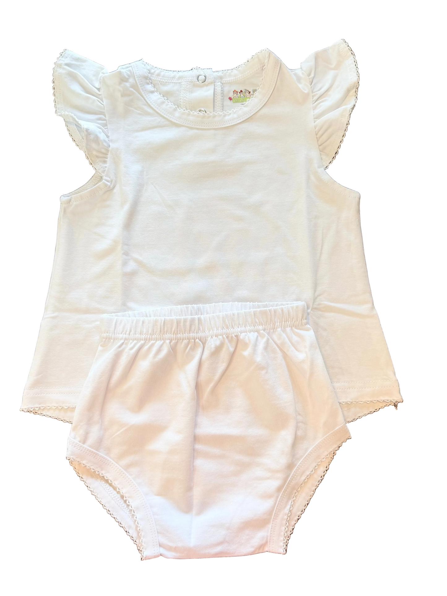 Picot Trim / Butterfly Diaper Set Baby Gift, Monogram