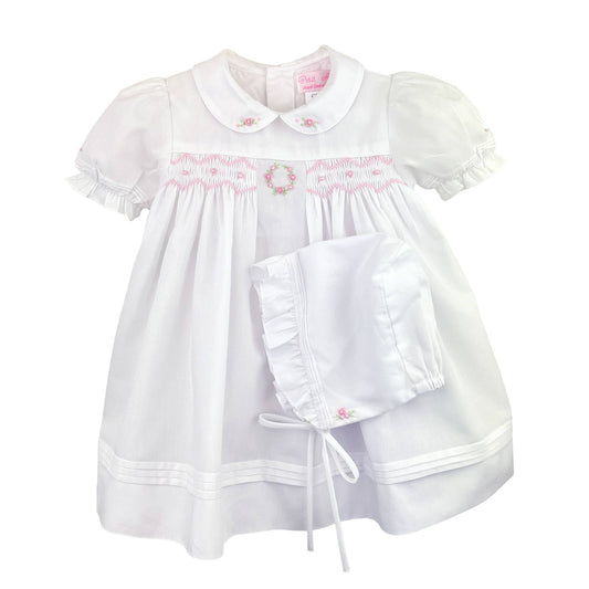 Flower Embroidered Smocked Dress