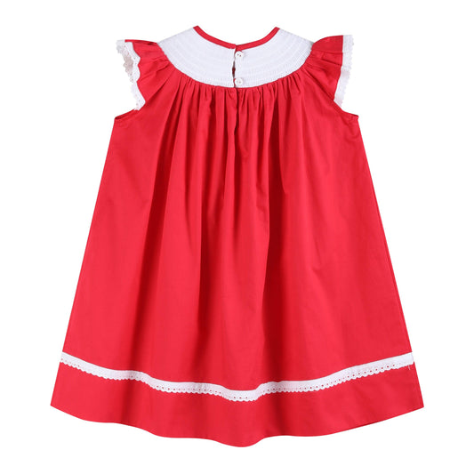 Red Heart and Lace Smocked Bishop Dress